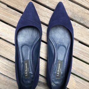 LK Bennett Navy Blue Suede Flats, Pointed Toe, Size EU37 (US 6.5), Made in Spain